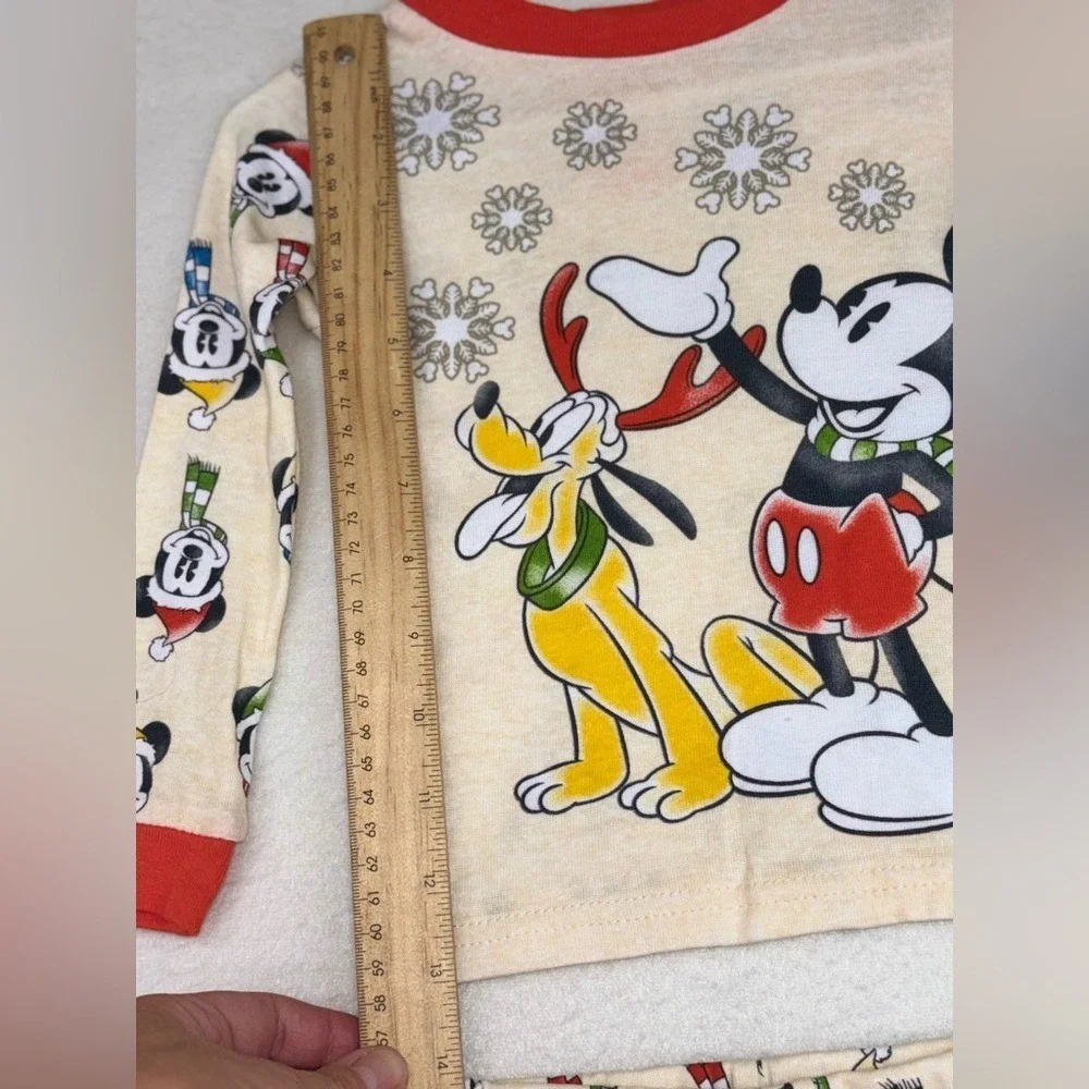 DISNEY‎ Christmas Mickey Mouse Pajama Set Toddler Pluto Long Sleeve NEW 2T